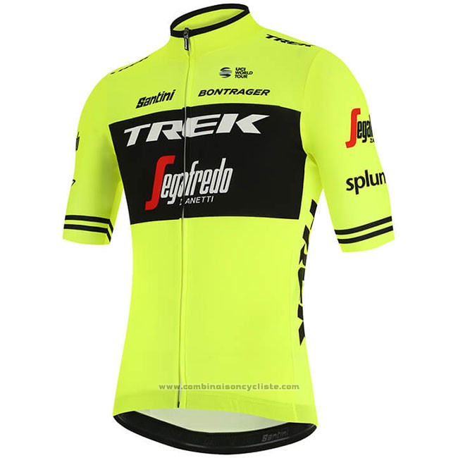 2019 Maillot Cyclisme Trek Segafredo Vert Noir Manches Courtes et Cuissard